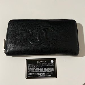 Authentic Chanel black leather wallet